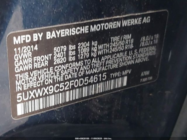 2015 BMW X3 5UXWX9C52F0D54615 Photo 8