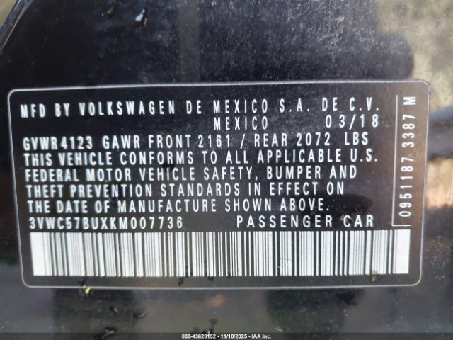 2019 VOLKSWAGEN JETTA 3VWC57BUXKM007736 Photo 8