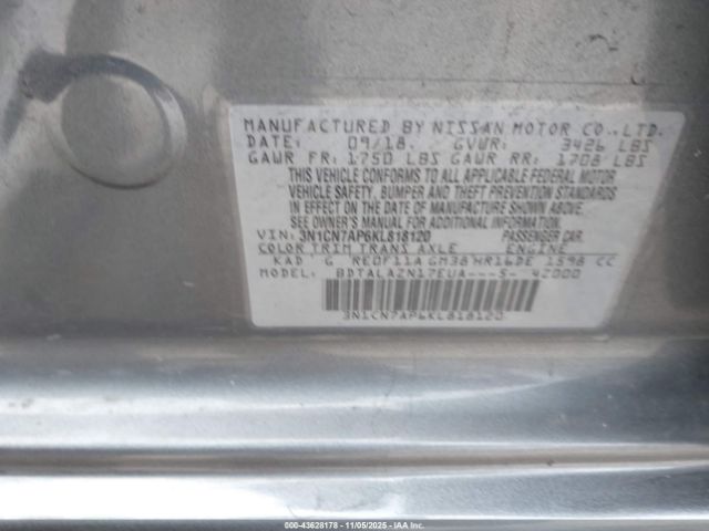 2019 NISSAN VERSA 3N1CN7AP6KL818120 Photo 8