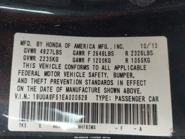 Продаж на аукціоні авто 2014 Acura Tl 3.7, vin: 19UUA9F51EA000629, номер лоту: 43628188