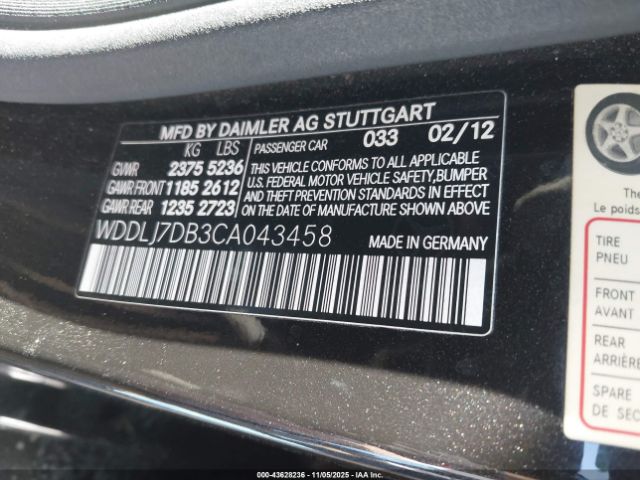 2012 MERCEDES-BENZ CLS 550 WDDLJ7DB3CA043458 Photo 8