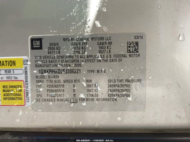 2014 CHEVROLET TRAVERSE 1GNKRHKD2EJ306221 Photo 8