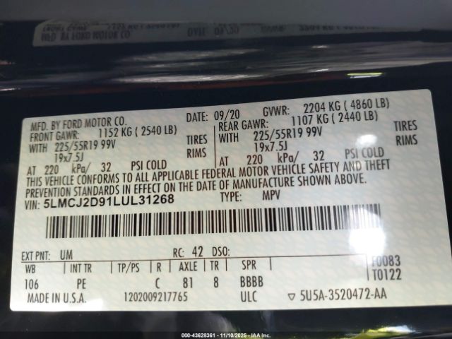 2020 LINCOLN CORSAIR 5LMCJ2D91LUL31268 Photo 8