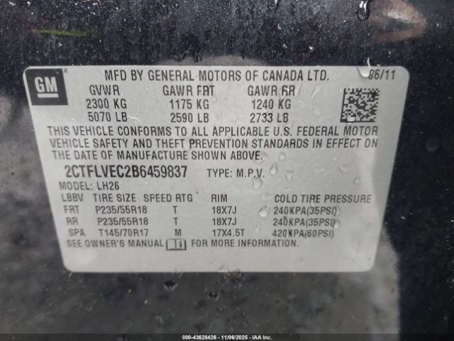 2011 GMC TERRAIN 2CTFLVEC2B6459837 Photo 8