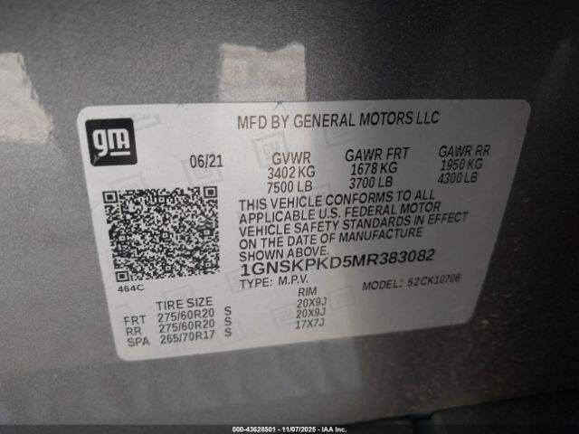 2021 CHEVROLET TAHOE 1GNSKPKD5MR383082 Photo 8