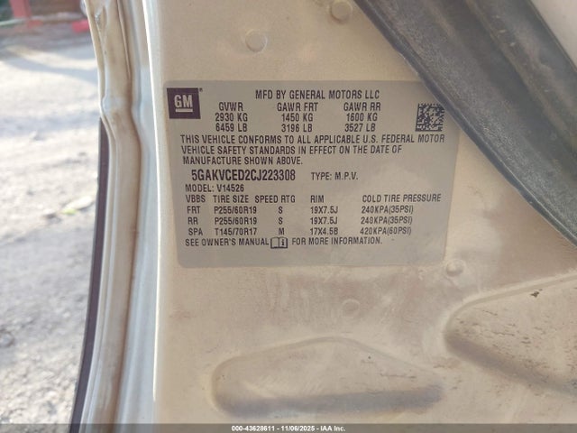 2012 Buick Enclave Leather მანქანა იყიდება აუქციონზე, vin: 5GAKVCED2CJ223308, აუქციონის ნომერი: 43628611