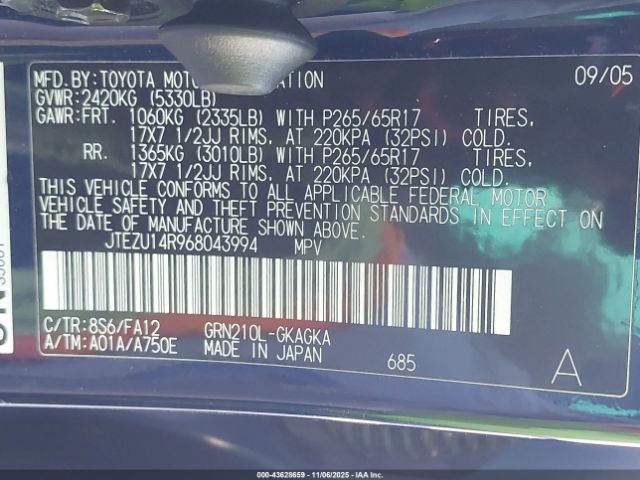 2006 TOYOTA 4RUNNER JTEZU14R968043994 Photo 8