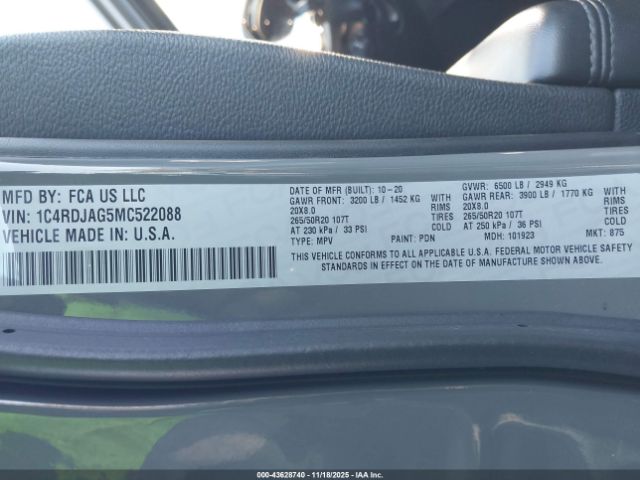 2021 DODGE DURANGO 1C4RDJAG5MC522088 Photo 8