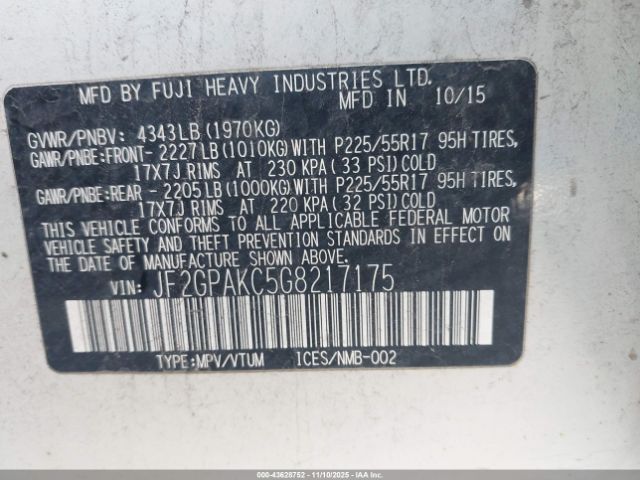 2016 SUBARU CROSSTREK JF2GPAKC5G8217175 Photo 8