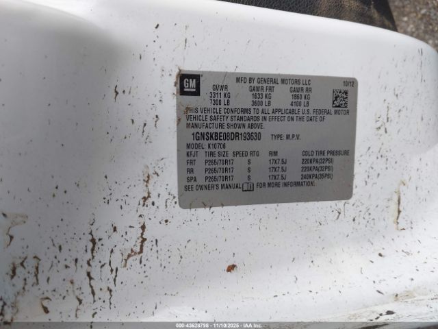 2013 CHEVROLET TAHOE 1GNSKBE08DR193630 Photo 8