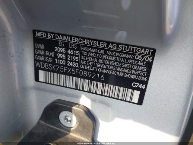 2005 MERCEDES-BENZ SL 500 WDBSK75FX5F089216 Photo 8