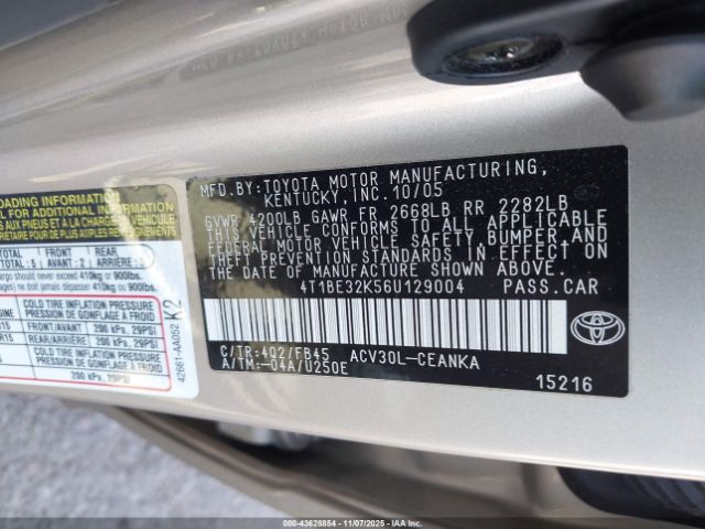 2006 TOYOTA CAMRY 4T1BE32K56U129004 Photo 8