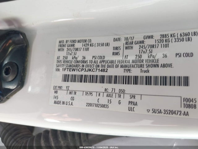 2018 FORD F-150 1FTEW1CP3JKC71482 Photo 8