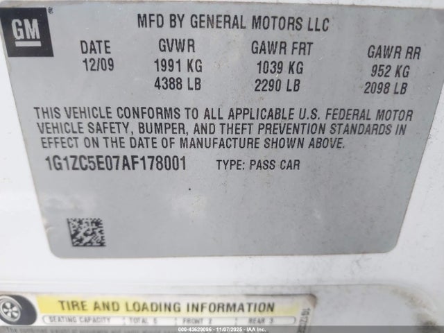 2010 CHEVROLET MALIBU 1G1ZC5E07AF178001 Photo 8