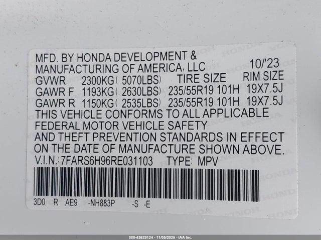 7FARS6H96RE031103 Honda Cr-v Hybrid Sport Touring