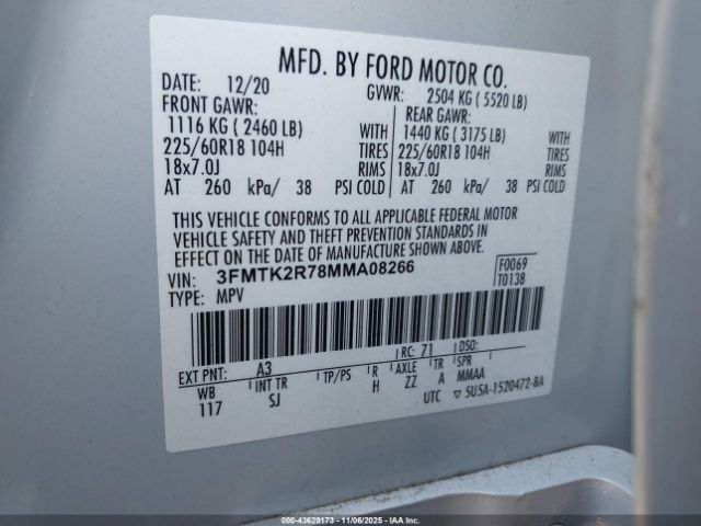 2021 FORD MUSTANG MACH-E 3FMTK2R78MMA08266 Photo 8