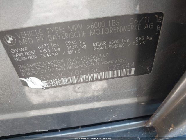 2012 BMW X5 M 5YMGY0C56CLK27444 Photo 8