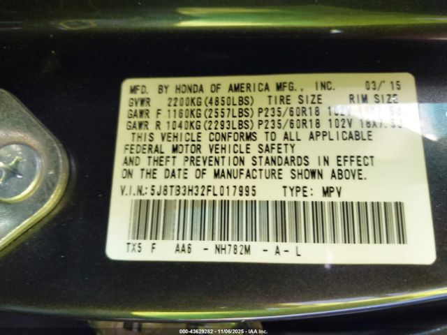 2015 ACURA RDX 5J8TB3H32FL017995 Photo 8