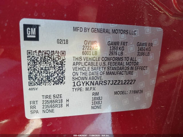 2018 CADILLAC XT5 1GYKNARS7JZ212227 Photo 8