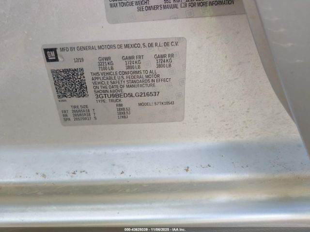 2020 GMC SIERRA 1500 3GTU9BED5LG216537 Photo 8