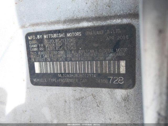 2018 MITSUBISHI MIRAGE ML32A3HJ8JH012374 Photo 8