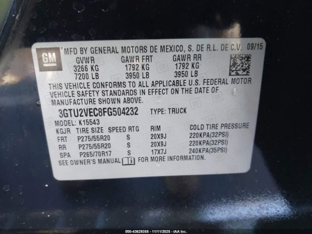 2015 GMC SIERRA 1500 3GTU2VEC8FG504232 Photo 8