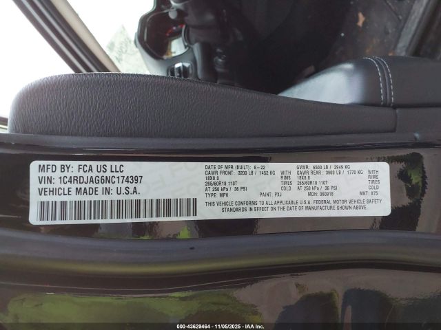 2022 DODGE DURANGO 1C4RDJAG6NC174397 Photo 8