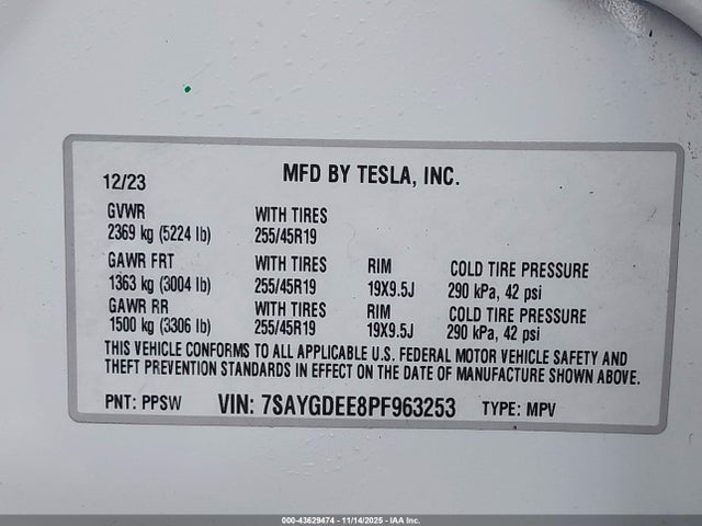 2023 TESLA MODEL Y 7SAYGDEE8PF963253 Photo 8