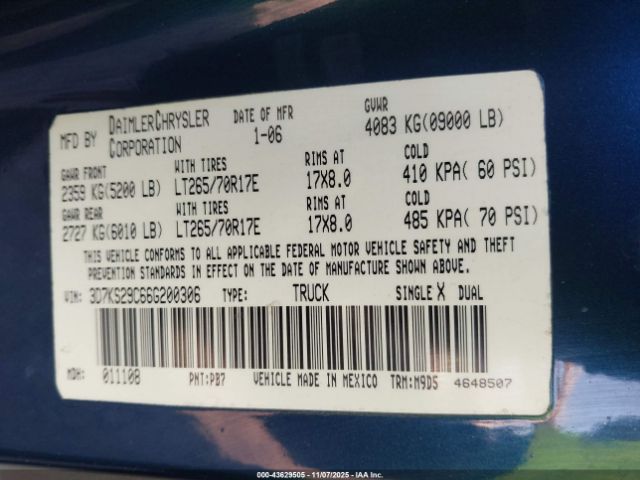 2006 DODGE RAM 2500 3D7KS29C66G200306 Photo 8