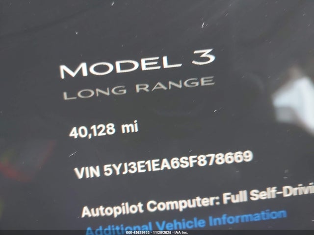 2025 TESLA MODEL 3 5YJ3E1EA6SF878669 Photo 6
