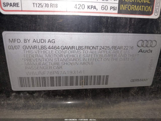 2007 AUDI A3 WAUNF78P47A193141 Photo 8