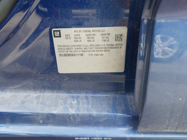 1G1JD5SH3E4111188 Chevrolet Sonic Lt Manual