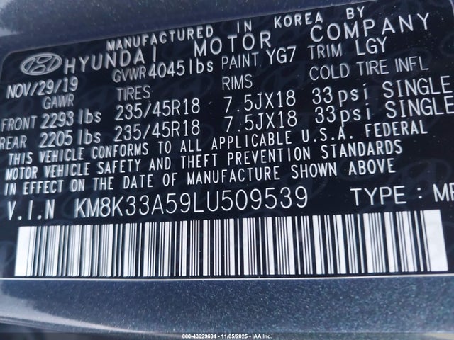 Hyundai Kona Limited 2020 KM8K33A59LU509539 Image 9