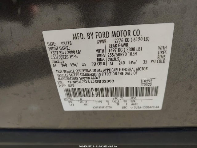 2018 FORD EXPLORER 1FM5K7D81JGB32083 Photo 8