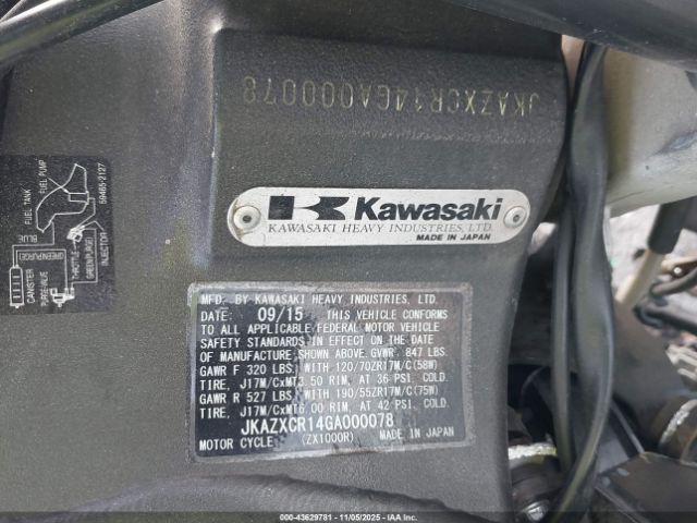 2016 KAWASAKI ZX1000 JKAZXCR14GA000078 Photo 9