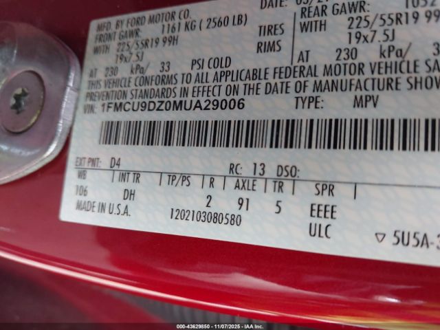 2021 FORD ESCAPE 1FMCU9DZ0MUA29006 Photo 8