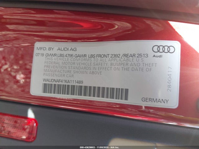 2019 AUDI A4 WAUDNAF41KA111489 Photo 8
