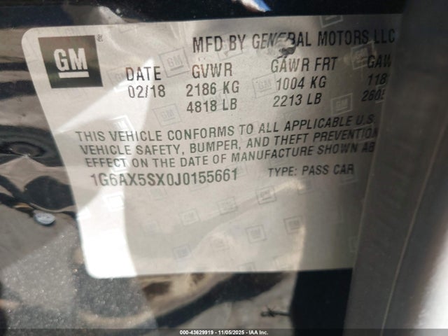 2018 CADILLAC CTS 1G6AX5SX0J0155661 Photo 8