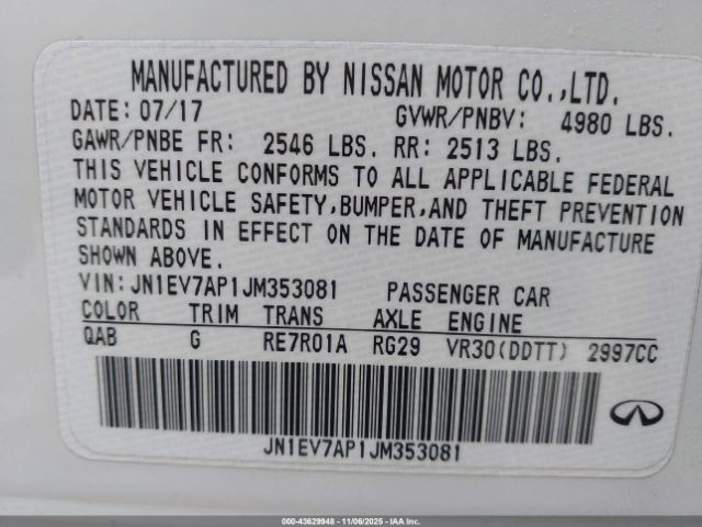 2018 INFINITI Q50 JN1EV7AP1JM353081 Photo 8