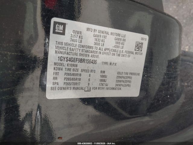 2011 CADILLAC ESCALADE ESV 1GYS4GEF9BR156436 Photo 8