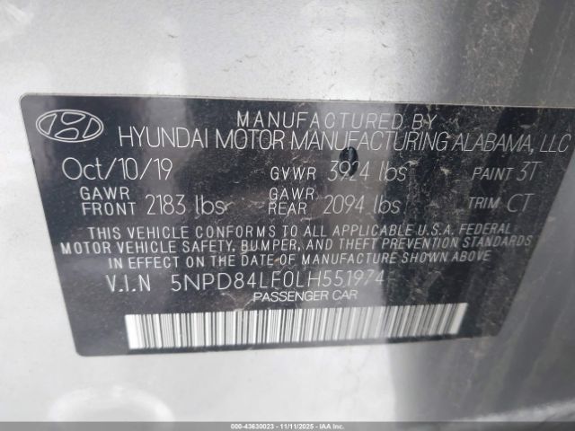 2020 HYUNDAI ELANTRA 5NPD84LF0LH551974 Photo 8