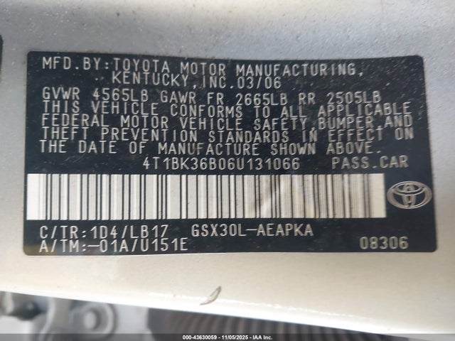 2006 TOYOTA AVALON 4T1BK36B06U131066 Photo 8