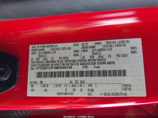 2021 FORD F-150 1FTEW1CP1MKE40144 Photo 8