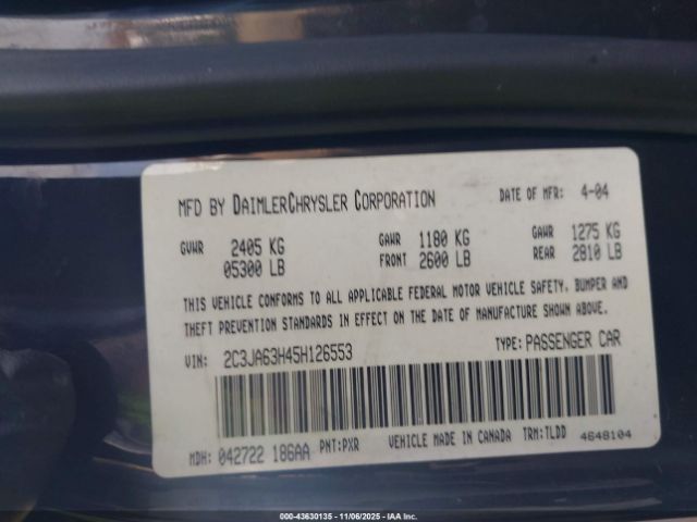 2005 CHRYSLER 300C 2C3JA63H45H126553 Photo 8