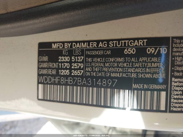 2011 MERCEDES-BENZ E 350 WDDHF8HB7BA314897 Photo 8