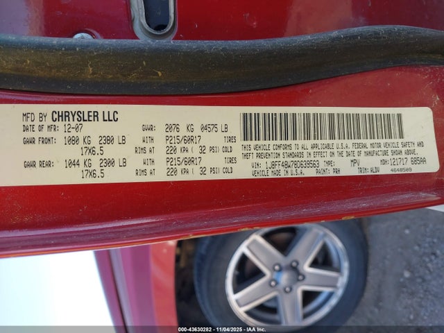 Aukcja sprzedaży 2008 Jeep Patriot Limited, vin: 1J8FF48W78D639563, numer aukcji: 43630282