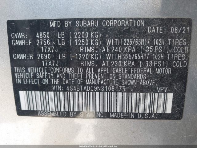 2022 SUBARU OUTBACK 4S4BTADC9N3108175 Photo 8