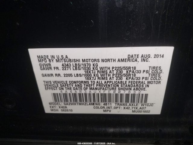 2015 MITSUBISHI OUTLANDER SPORT 4A4AR3AUXFE007832 Photo 8