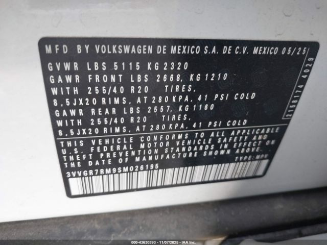 2025 VOLKSWAGEN TIGUAN 3VVGR7RM9SM026195 Photo 8