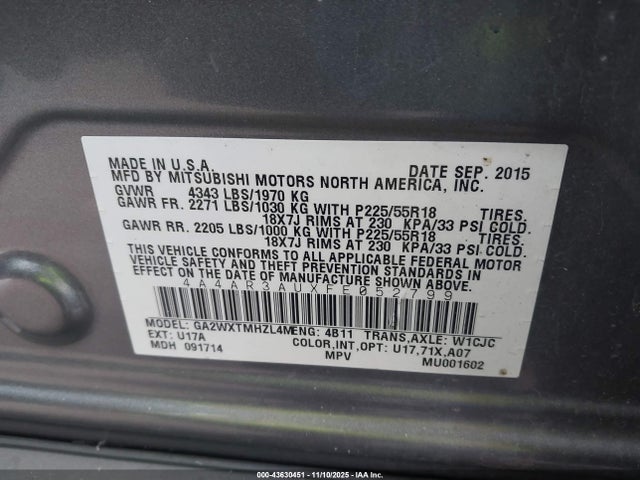 2015 MITSUBISHI OUTLANDER SPORT 4A4AR3AUXFE052799 Photo 8